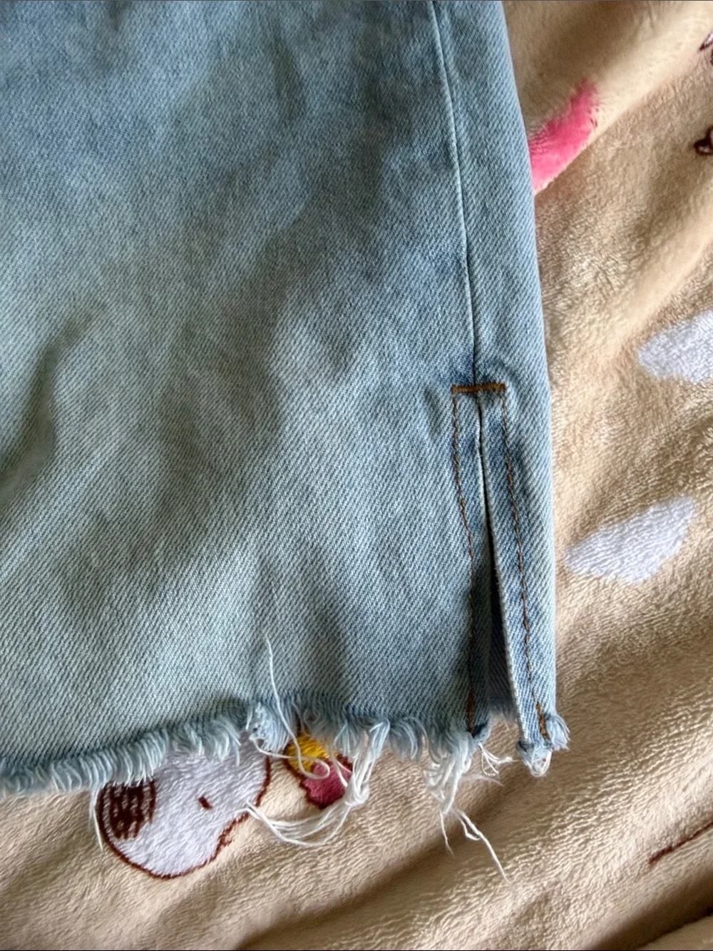 Forever 21 Light Blue Denim Frayed-Hem Long Length Shorts Classic Basic Summer